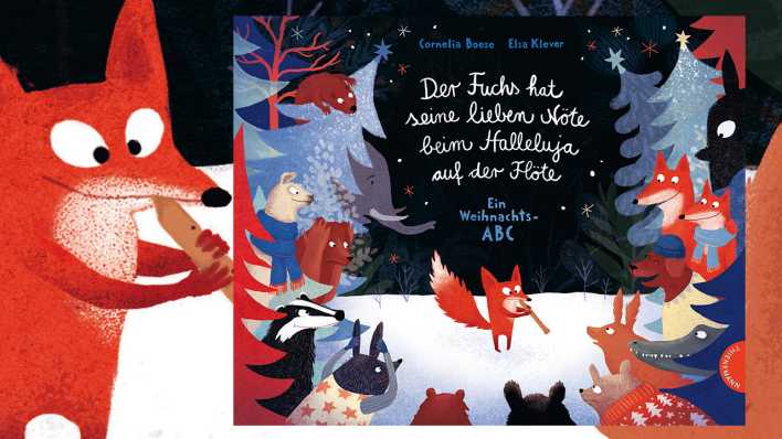 Buchcover mit bunter Zeichnung: ein Fuchs spielt auf einer Waldlichtung Flöte, Waldtiere hören zu, Bär und Igel halten sich die Ohren zu (Quelle: Thienemann Verlag)