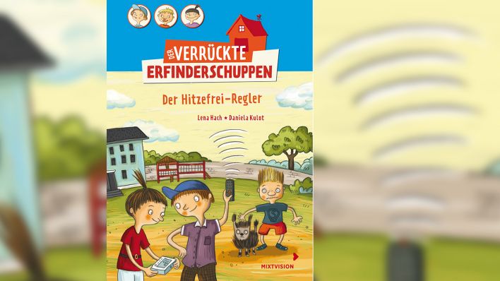 Buchcover mit bunter Zeichnung: Kinder auf einem Platz mit einer Mauer drumherum, sie machen Messungen (Quelle: Mixtvision Verlag)