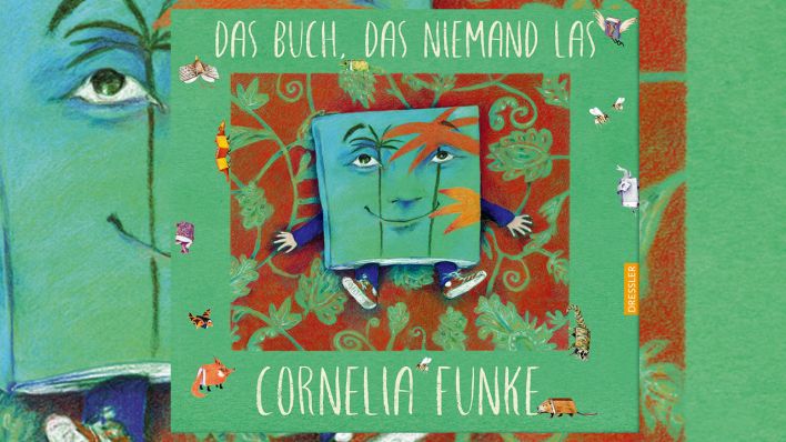 Buchcover: eine bunte Zeichnung - ein Buch, darauf ein Gesicht, daran Arme und Beine, auf einem grün-braunen Untergrund (Quelle: Dressler Verlag)