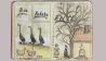 Bunte Zeichnung der Autorin in einem Notizheft: Baum vor einer Kirche, Enten, Hühner, Frau und Pfarrer (Quelle: Susanne Friedmann)