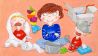 Bunte Zeichnung: ein Junge in der Mitte, um ihn zwei Kinder, drumherum verschiedene Küchen- und andere Gegenstände (Quelle: rbb/OHRENBÄR/Fariba Gholizadeh)