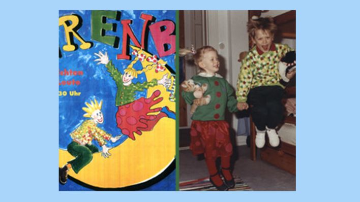 Collage mit ersten OHRENBÄR-Logo und zwei hüpfenden Kindern als Vorlage (Quelle: rbb)
