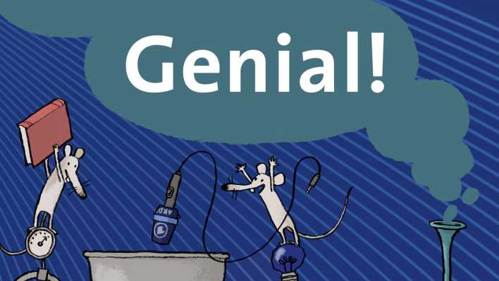 "Genial!": Ausschnitt aus dem Plakat zur "erfinderischen ARD-Kinderradionacht" mit zwei Mäusen (Quelle: ARD)