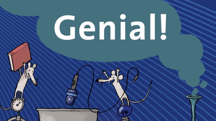 "Genial!": Ausschnitt aus dem Plakat zur "erfinderischen ARD-Kinderradionacht" mit zwei Mäusen (Quelle: ARD)