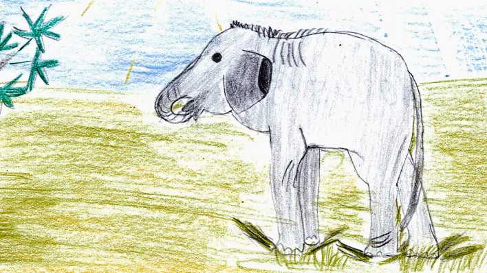 Bunte Zeichnung mit einem Elefanten (Quelle: rbb/OHRENBÄR)