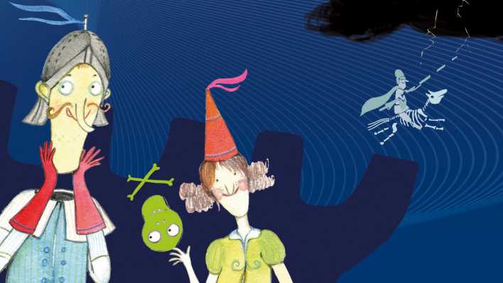 Ausschnitt aus dem Plakatmotiv der ARD-Radionacht für Kinder, Ritter und Burgfräulein, Zeichnung © ARD