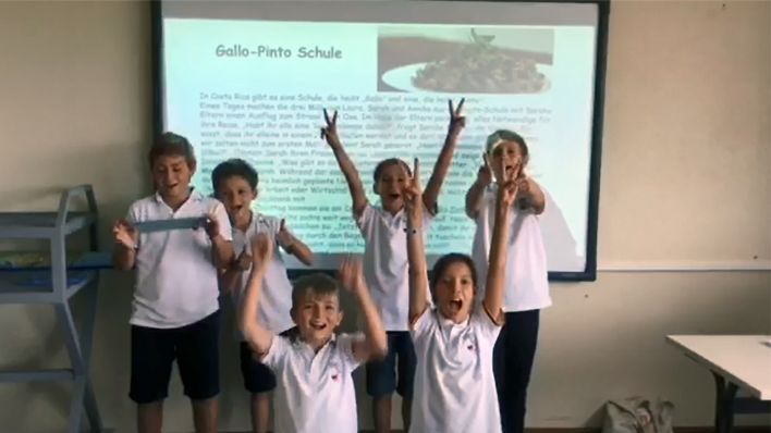 Bild vom Handyvideo der Klasse 4 der Humboldt-Schule San José in Costa Rica (Quelle: Screenshot rbb)