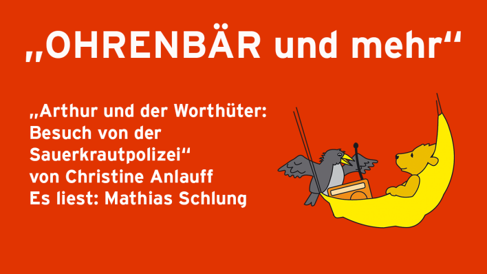 Workshop-Schriftzug auf OHRENBÄR-Rot, mit OHRENBÄR-Logo (Quelle: rbb)